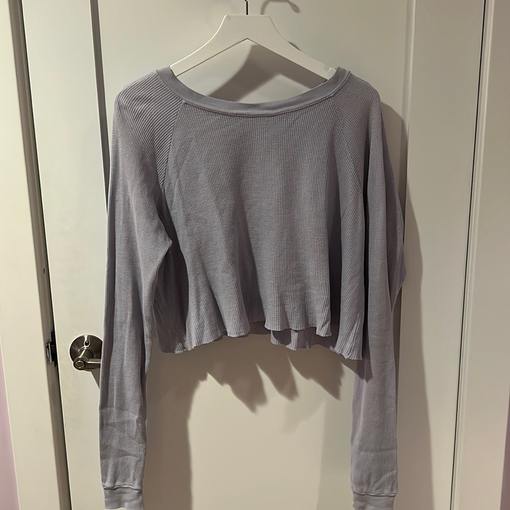 Brandy Melville baby blue waffle long sleeve